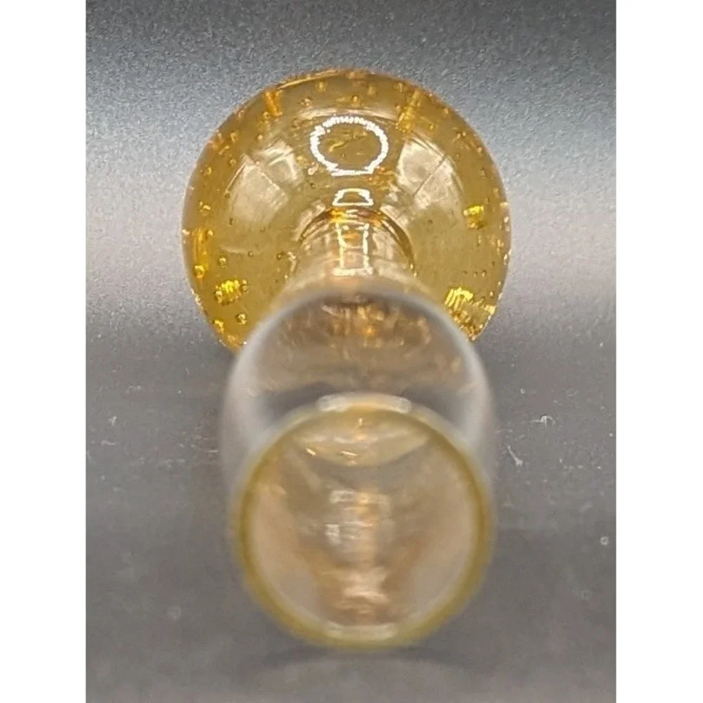 MCM Hand Blown Glass Bud Vase Amber Base With Controlled Bubbles Unsigned 8 1/4